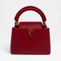 LOUIS VUITTON CAPUCINES MINI BAG IN SCARLET TAURILLION LEATHER WITH GOLD HARDWARE