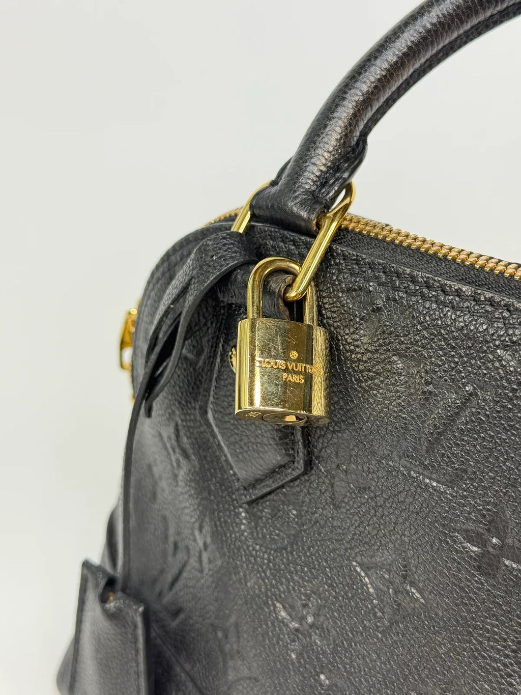 LOUIS VUITTON ALMA BB IN EMPREINTE BLACK MONOGRAM WITH GOLD HARDWARE