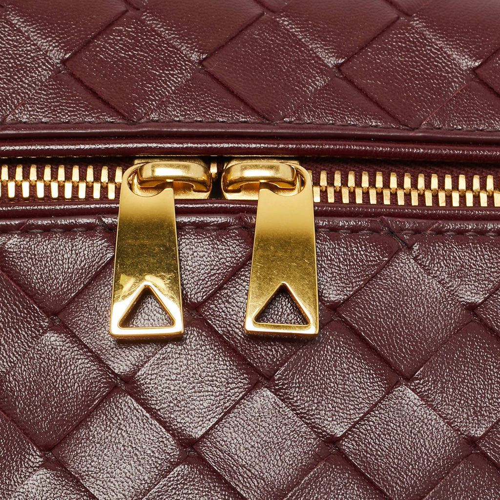 Bottega Veneta Bang Bang Dark Red Intrecciato Leather Vanity Case