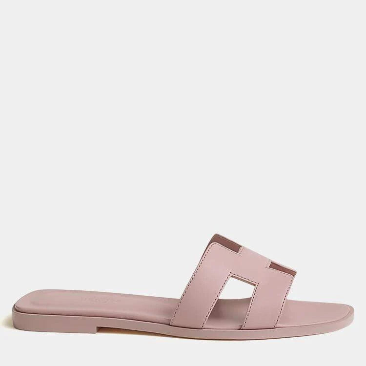 Hermes Rose Cancan Calfskin Oran Sandals Size 41