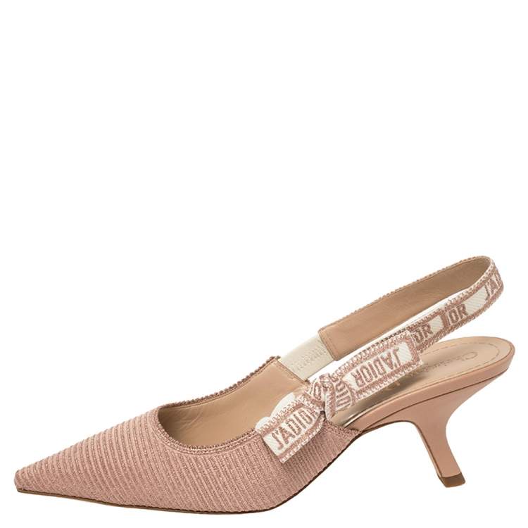 Dior Beige Metallic Technical Fabric J'Adior Slingback Sandals Size 38