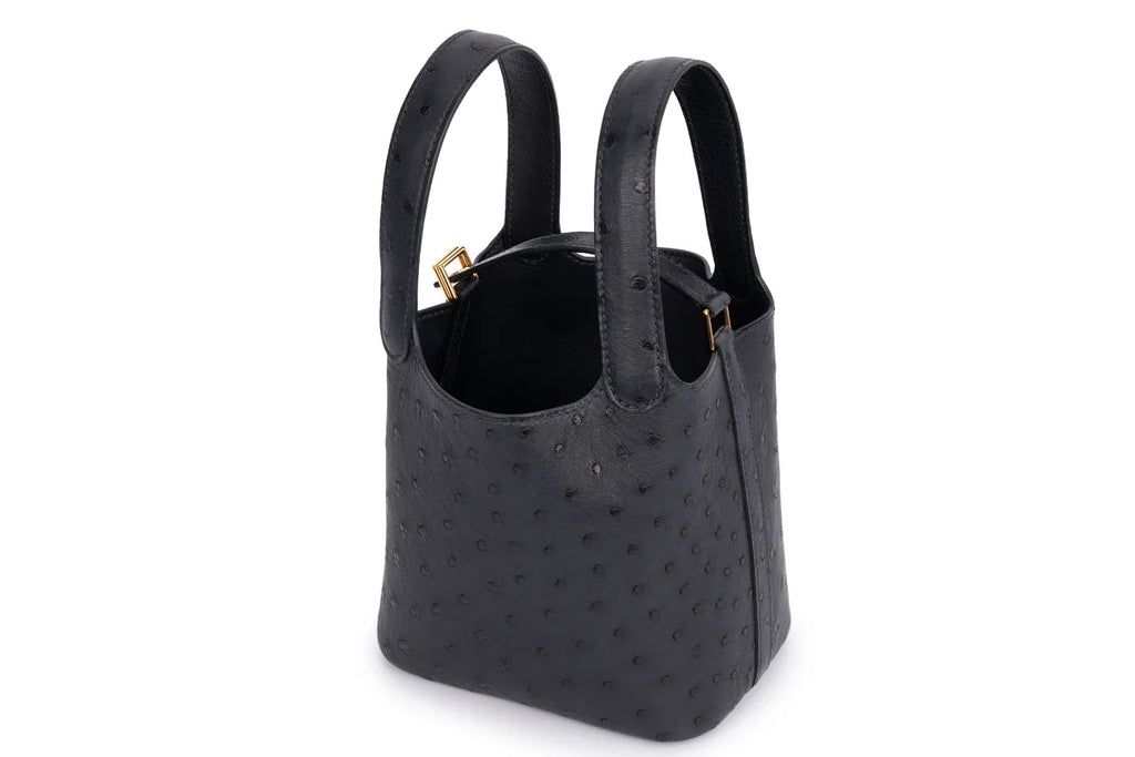 Hermès Micro Picotin Ostrich Caban PHW