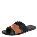 Hermés Black/Brown Leather Izmir Flat Slides Size 39
