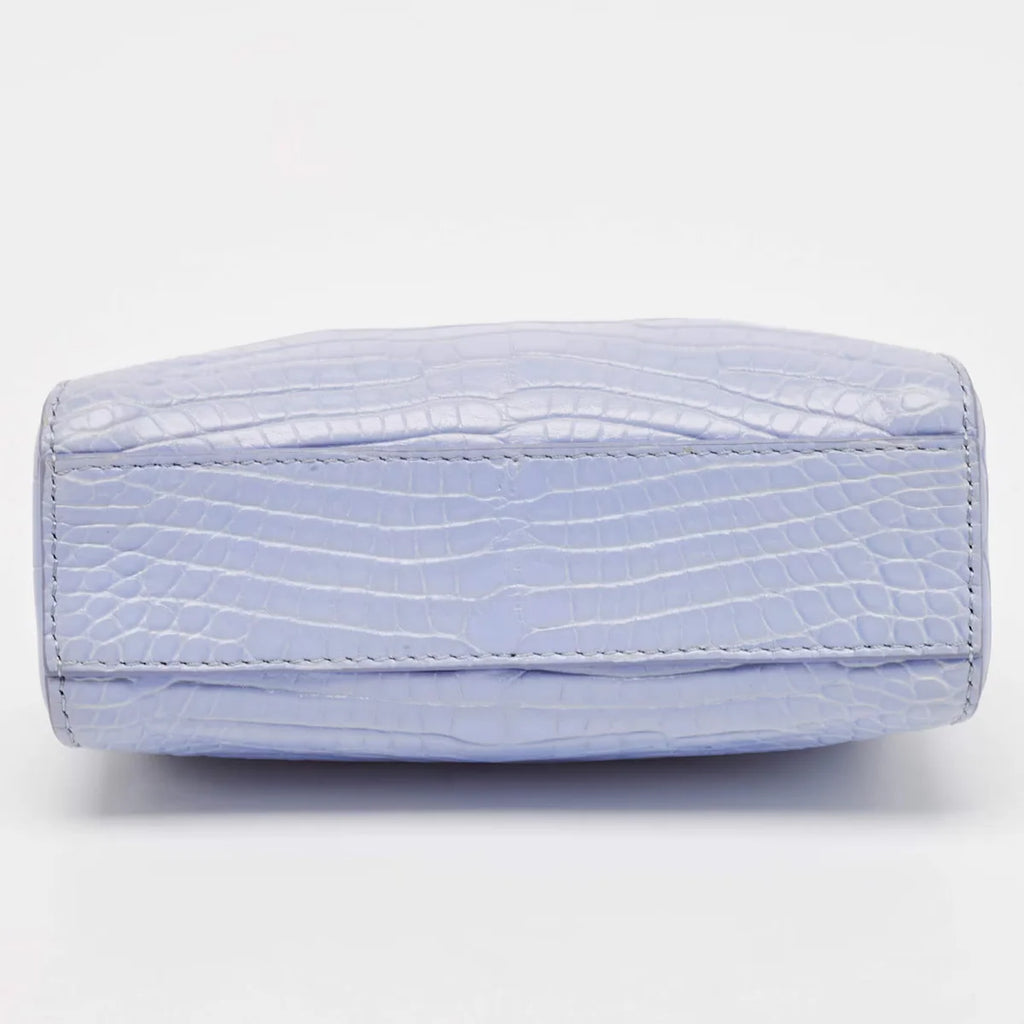 Fendi Light Blue Crocodile Micro Peekaboo Top Handle Bag