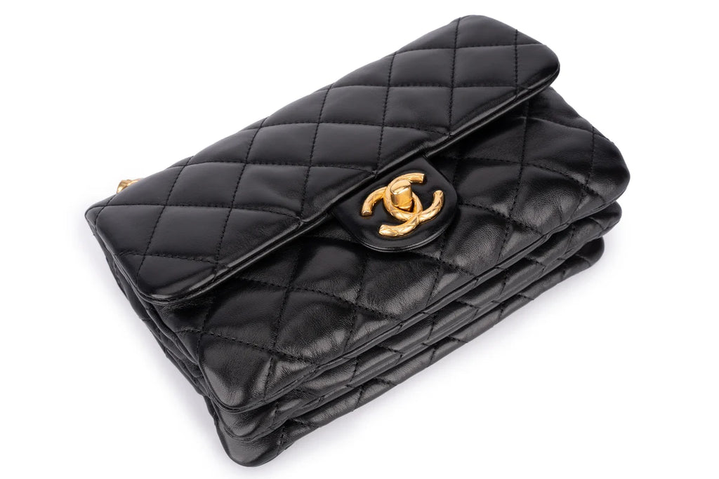 Chanel Accordion Crush Flap Black Lambskin GHW
