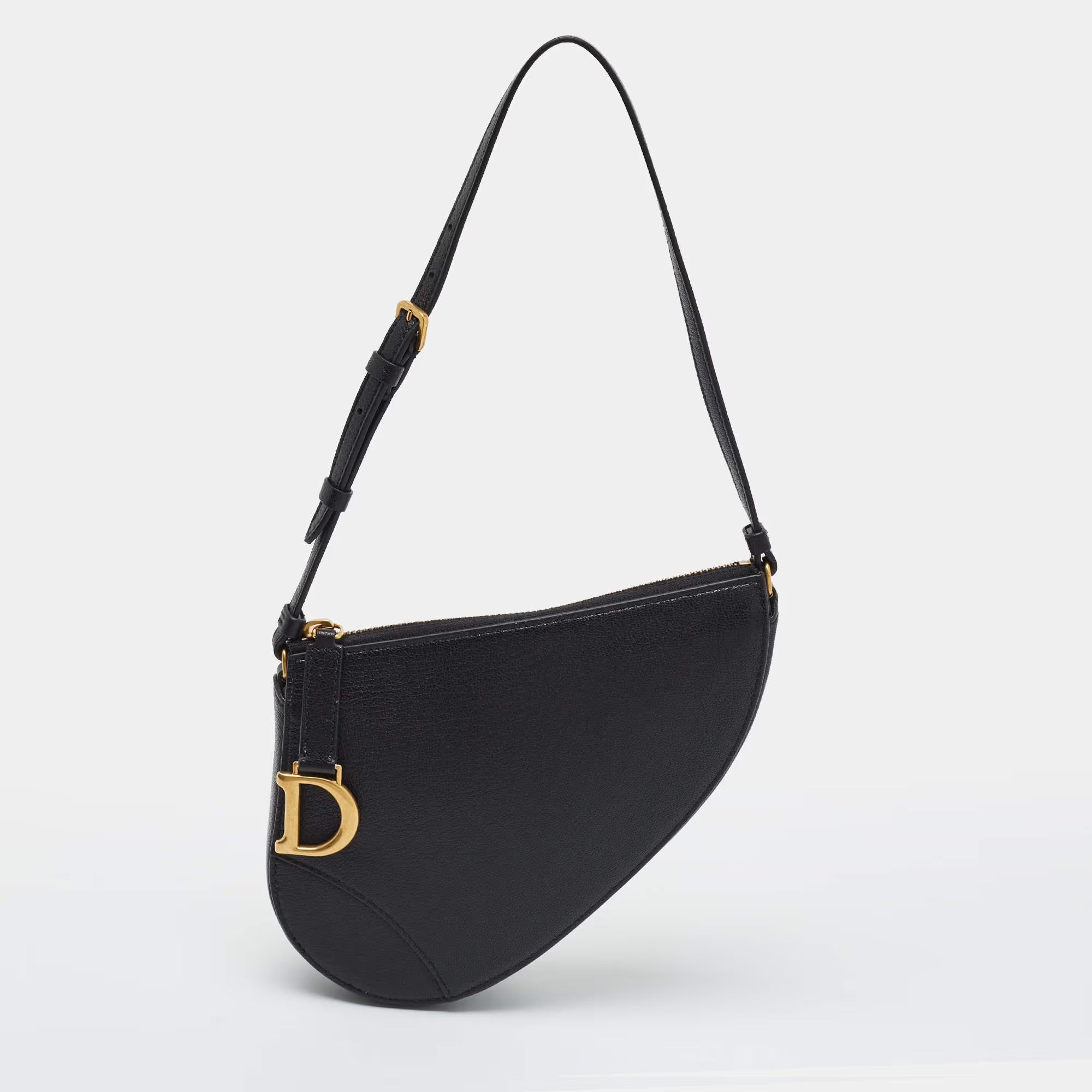 Dior Saddle Rodeo Black Leather Pouch Bag
