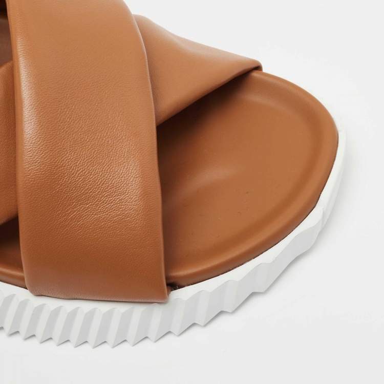 Hermes Brown Leather Electric Slingback Sandals Size 41