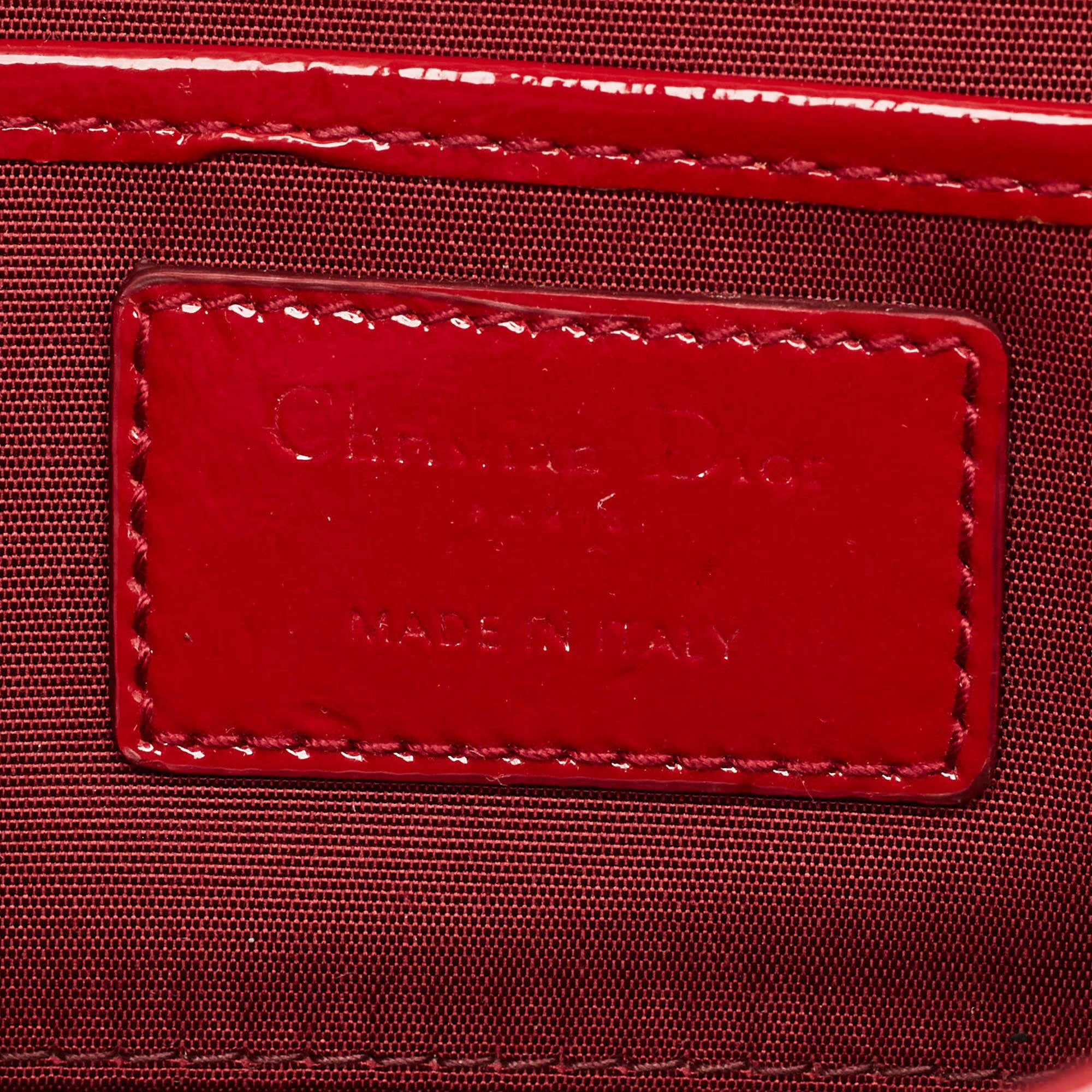 Dior Lady Dior Red Cannage Patent Leather Chain Clutch