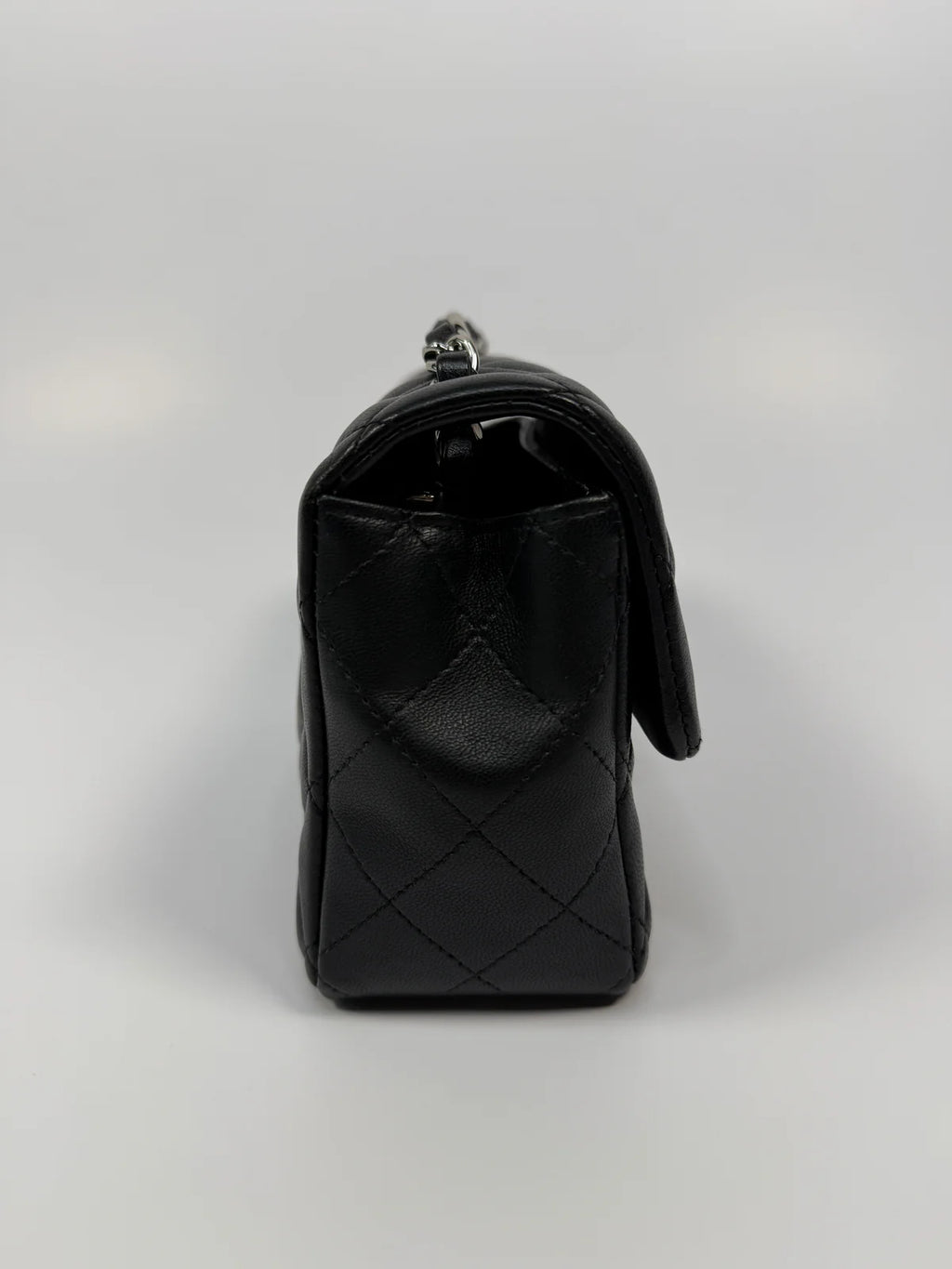 CHANEL MINI RECTANGLE IN BLACK LAMBSKIN SILVER HARDWARE