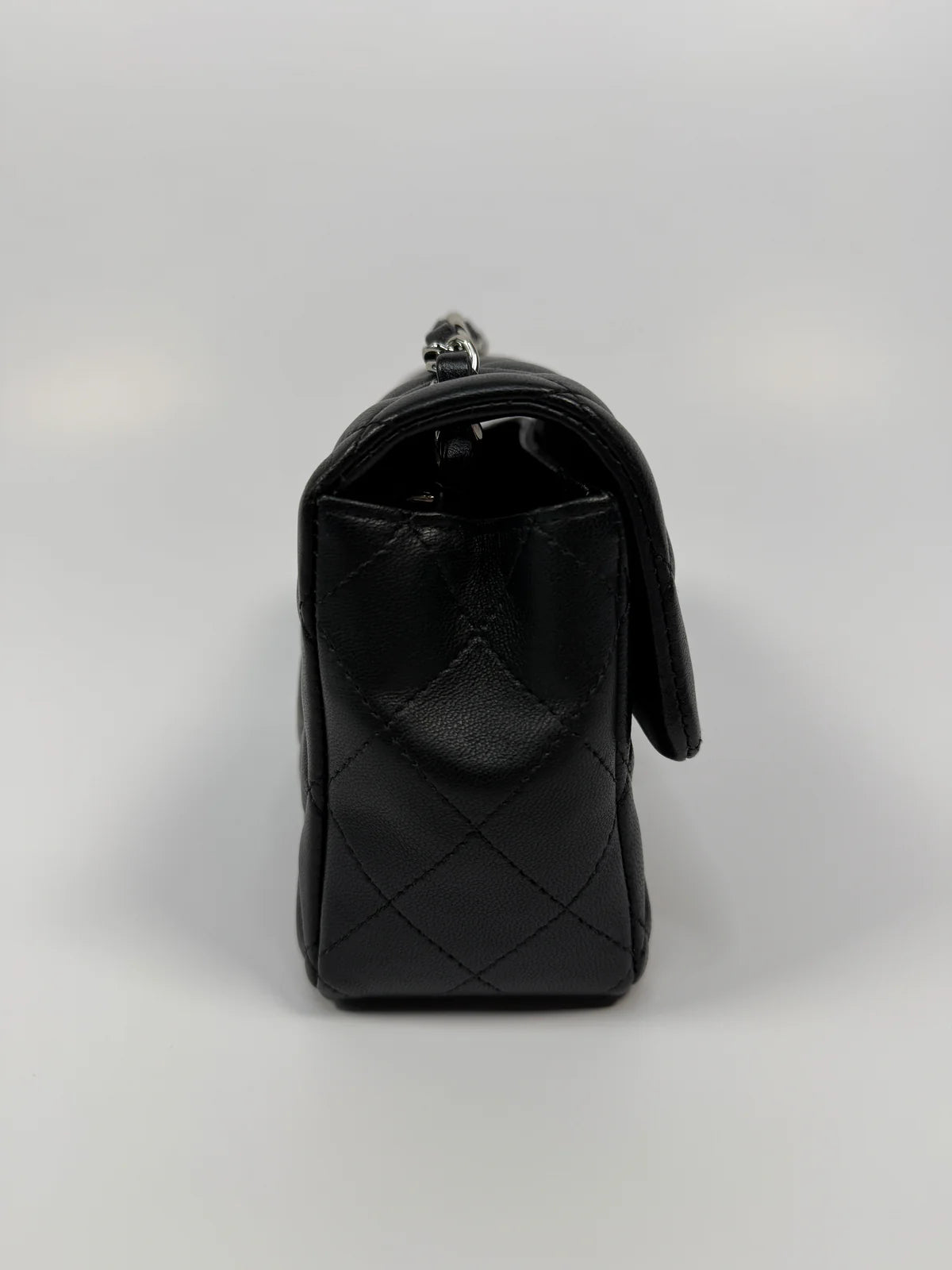 CHANEL MINI RECTANGLE IN BLACK LAMBSKIN SILVER HARDWARE