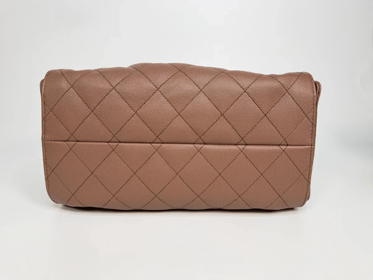 CHANEL 25 SMALL IN BROWN CAVIAR LEATHER WITH GOLD HARDWARE