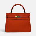 HERMÈS KELLY 28 IN CAPPUCINE TOGO LEATHER GOLD HARDWARE