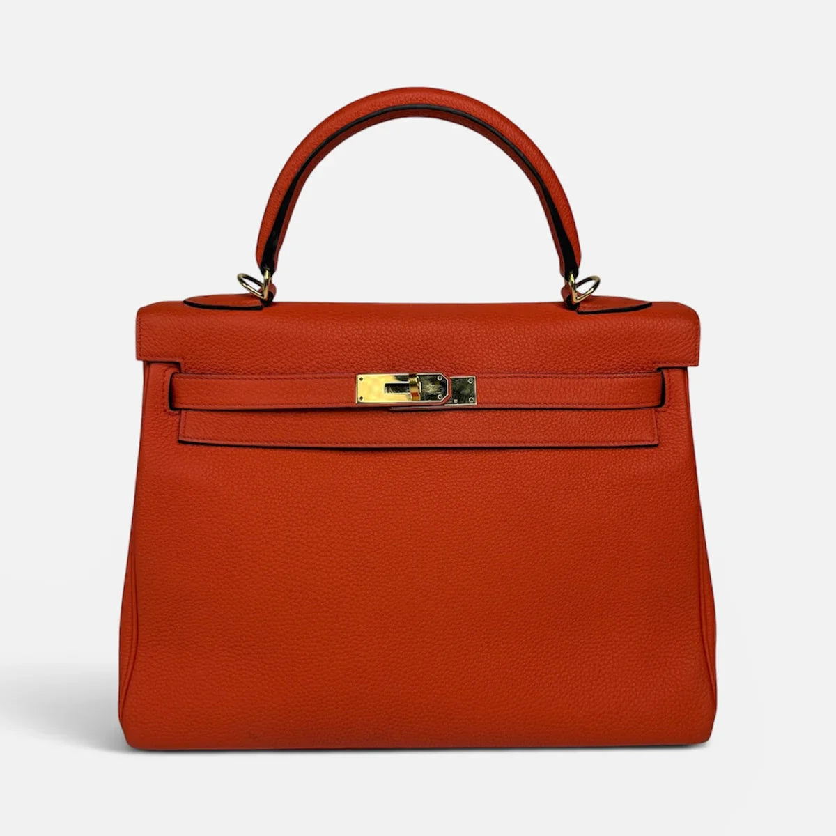 HERMÈS KELLY 28 IN CAPPUCINE TOGO LEATHER GOLD HARDWARE