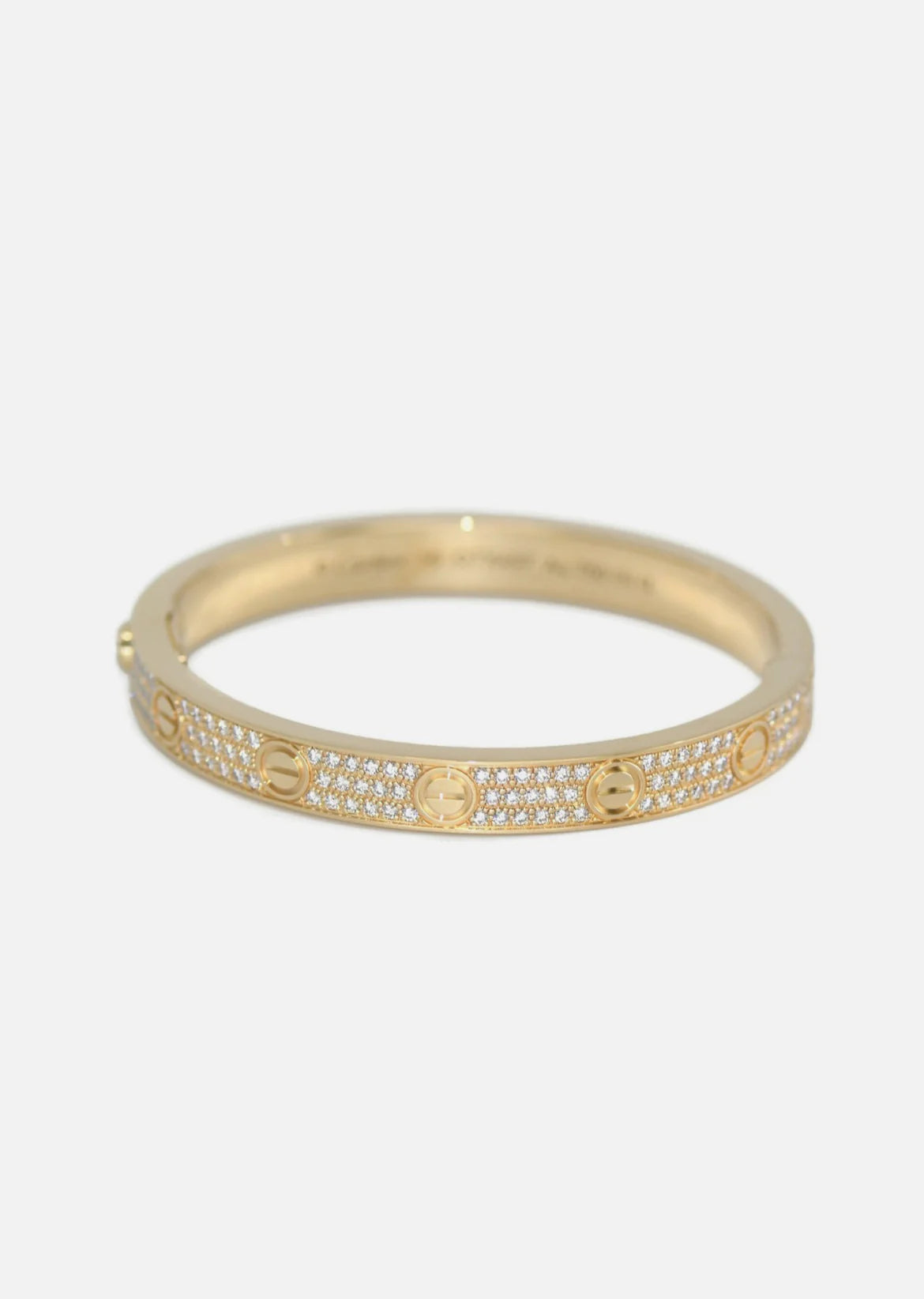 Cartier Diamond Pave 18K Yellow Gold Love Bracelet Size 16