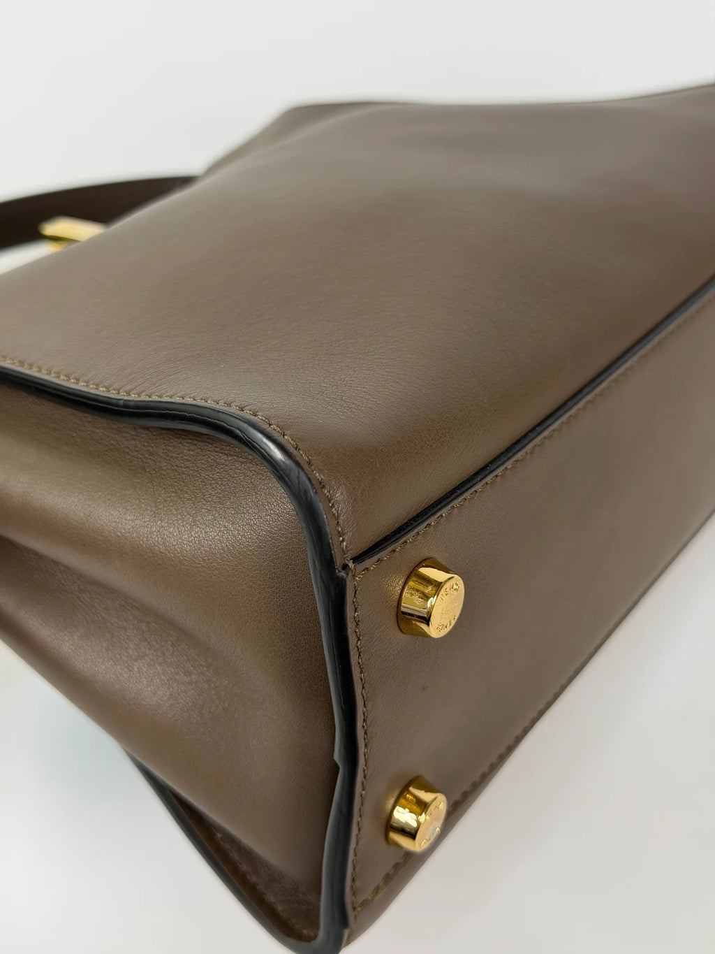 FENDI SMALL PEEKABOO ISEEU BAG IN BROWN CALFSKIN WITH GOLD HARDWARE
