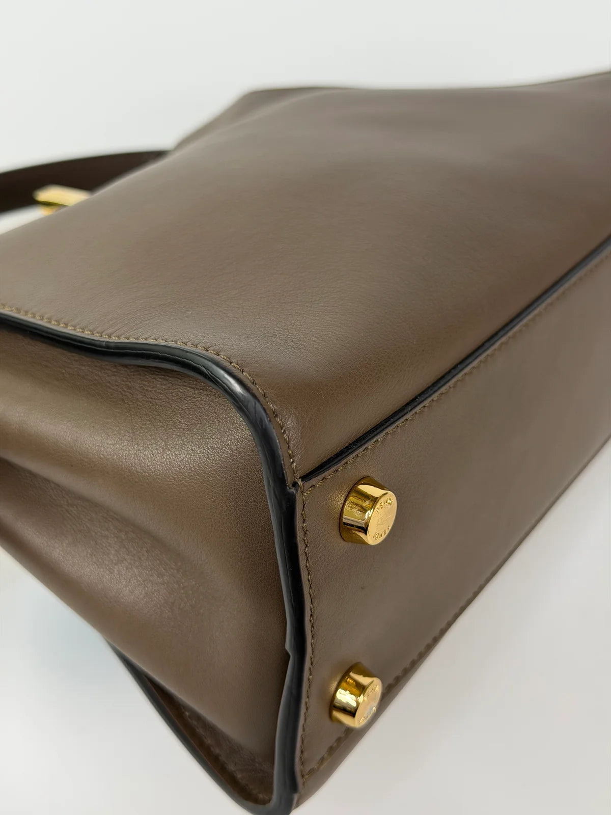 FENDI SMALL PEEKABOO ISEEU BAG IN BROWN CALFSKIN WITH GOLD HARDWARE