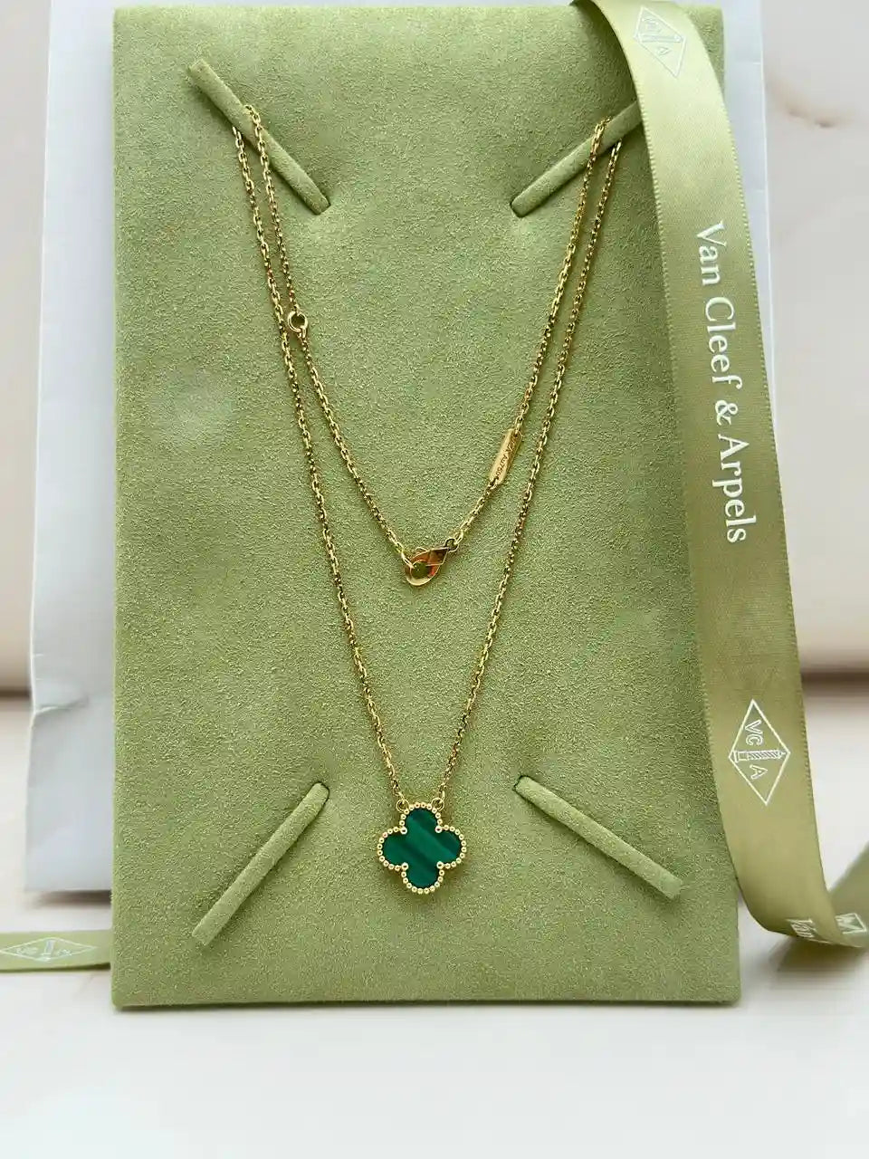 Van Cleef And Arpels Vintage Alhambra Necklace Malachite
