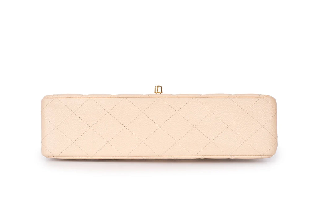 Chanel Med Classic Flap Caviar Beige GHW