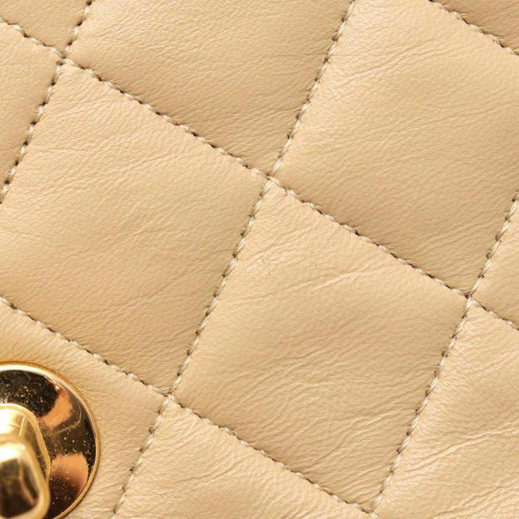 Chanel Classic Medium Beige Lambskin Leather Shoulder Bag
