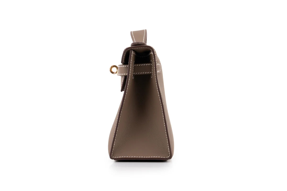 Hermès Mini Kelly Pochette Swift Calf Skin Etoupe GHW