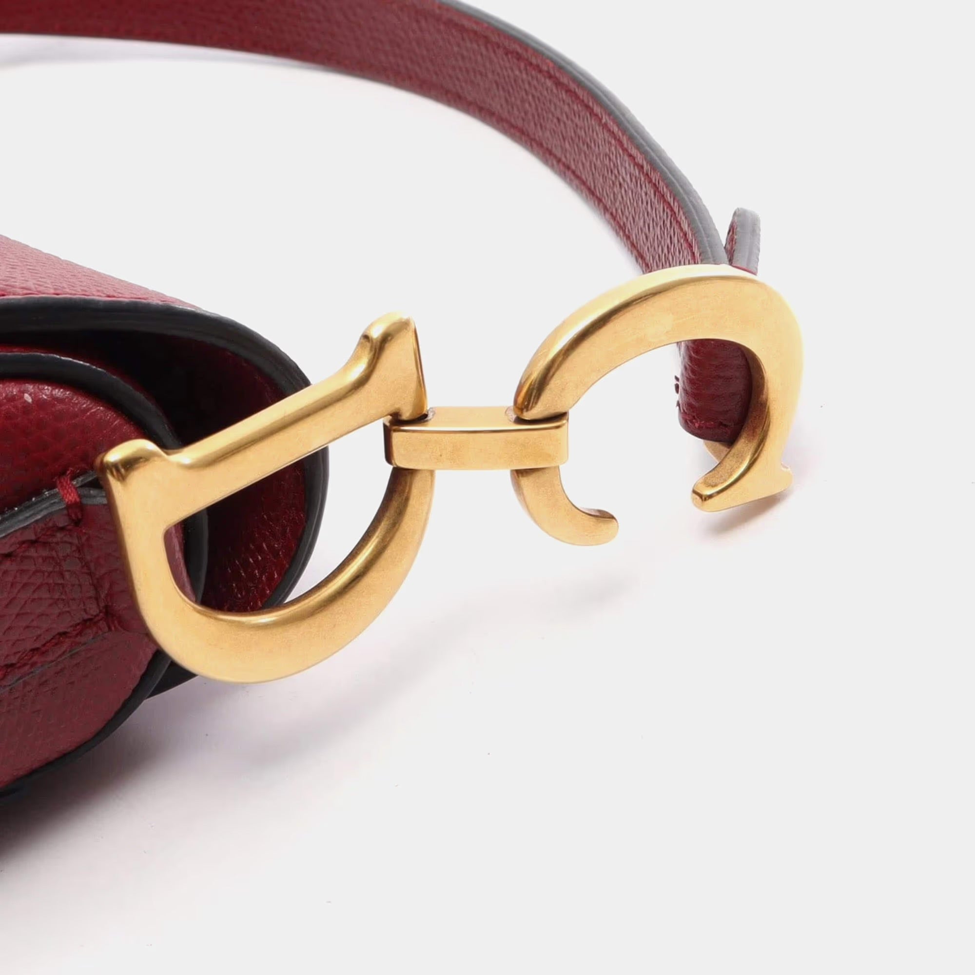 Christian Dior Saddle Mini Bordeaux Grained Calfskin Shoulder Bag