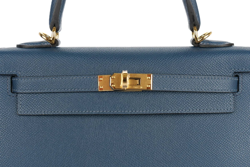 Hermès Kelly 25 Sellier Epsom Bleu De Prusse GHW
