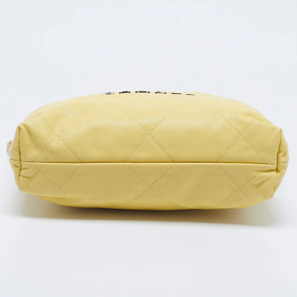 Chanel 22 Medium Yellow Quilted Caviar Leather Bag