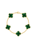 Van Cleef And Arpels Vintage Alhambra Yellow Gold Bracelet Malachite