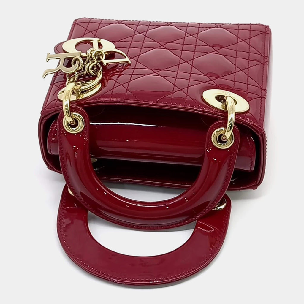Christian Dior Burgundy Patent Leather Lady Mini Bag