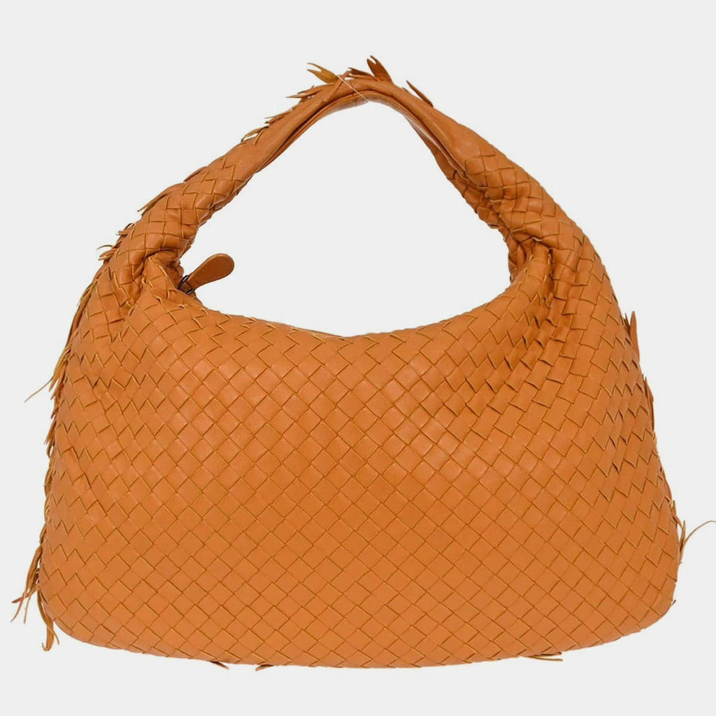 Bottega Veneta Orange Leather Intrecciato Hobo Handbag