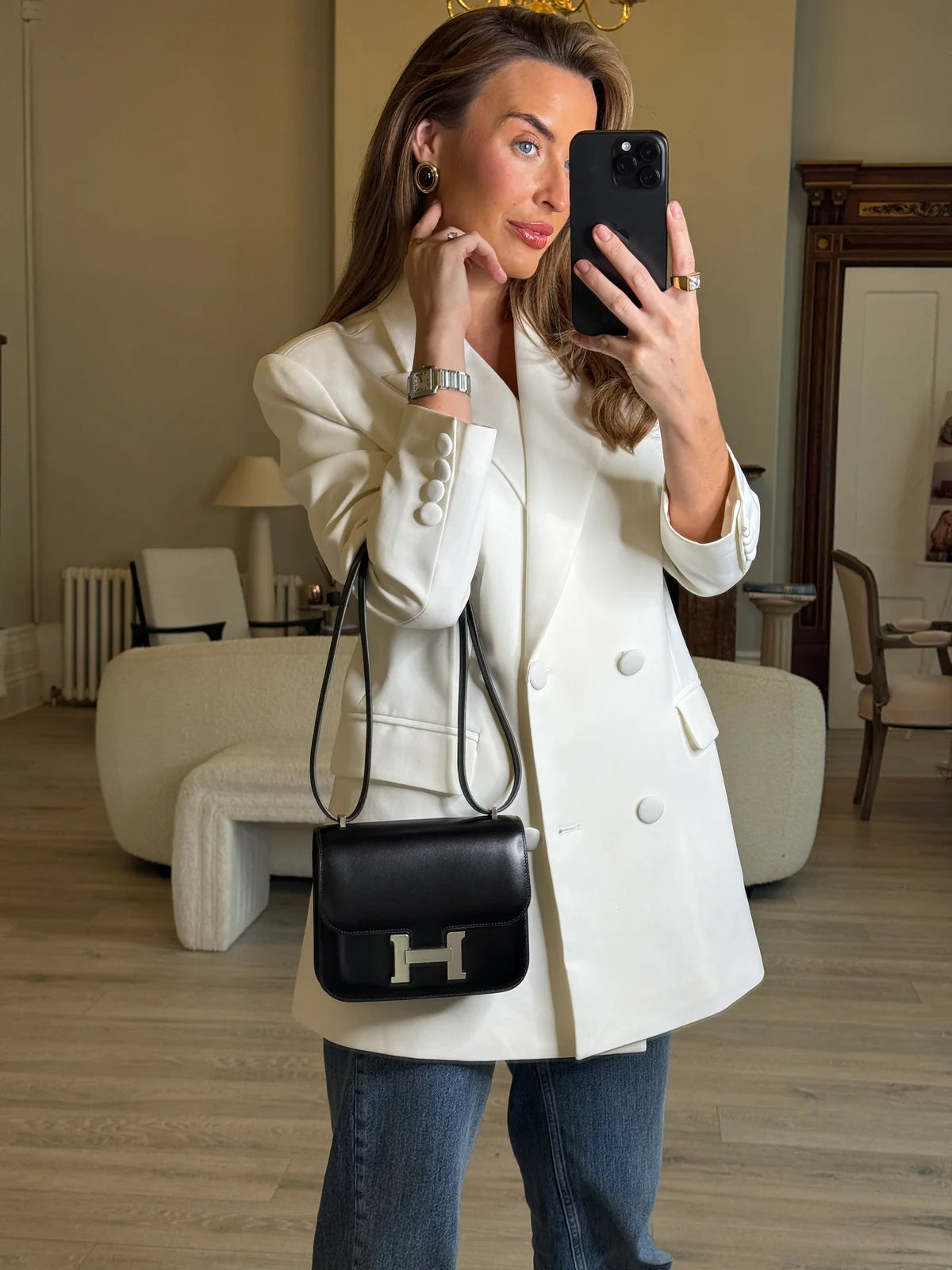 HERMÈS CONSTANCE 18 IN BLACK BOX LEATHER WITH PALLADIUM HARDWARE