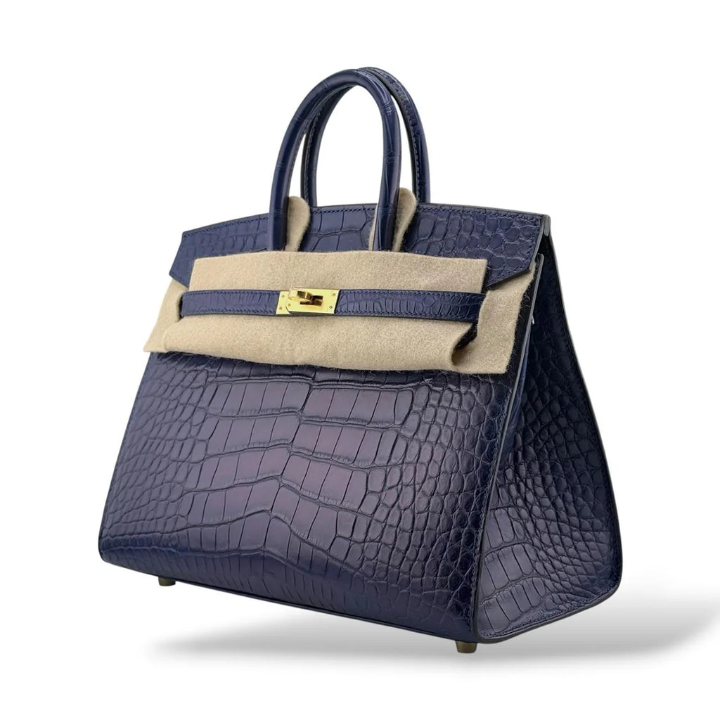 Hermes Birkin 25 Bleu Saphir Sellier Matte Alligator GHW