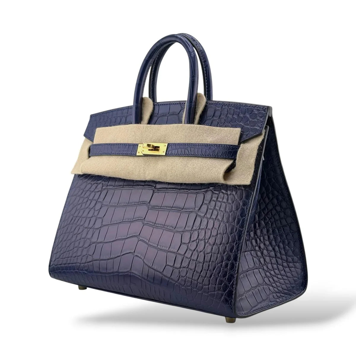 Hermes Birkin 25 Bleu Saphir Sellier Matte Alligator GHW