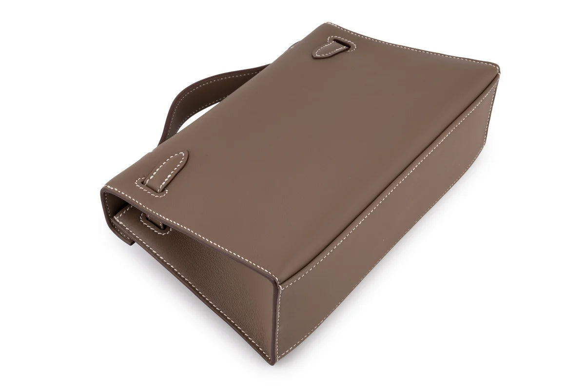 Hermès Mini Kelly Pochette Swift Calf Skin Etoupe GHW