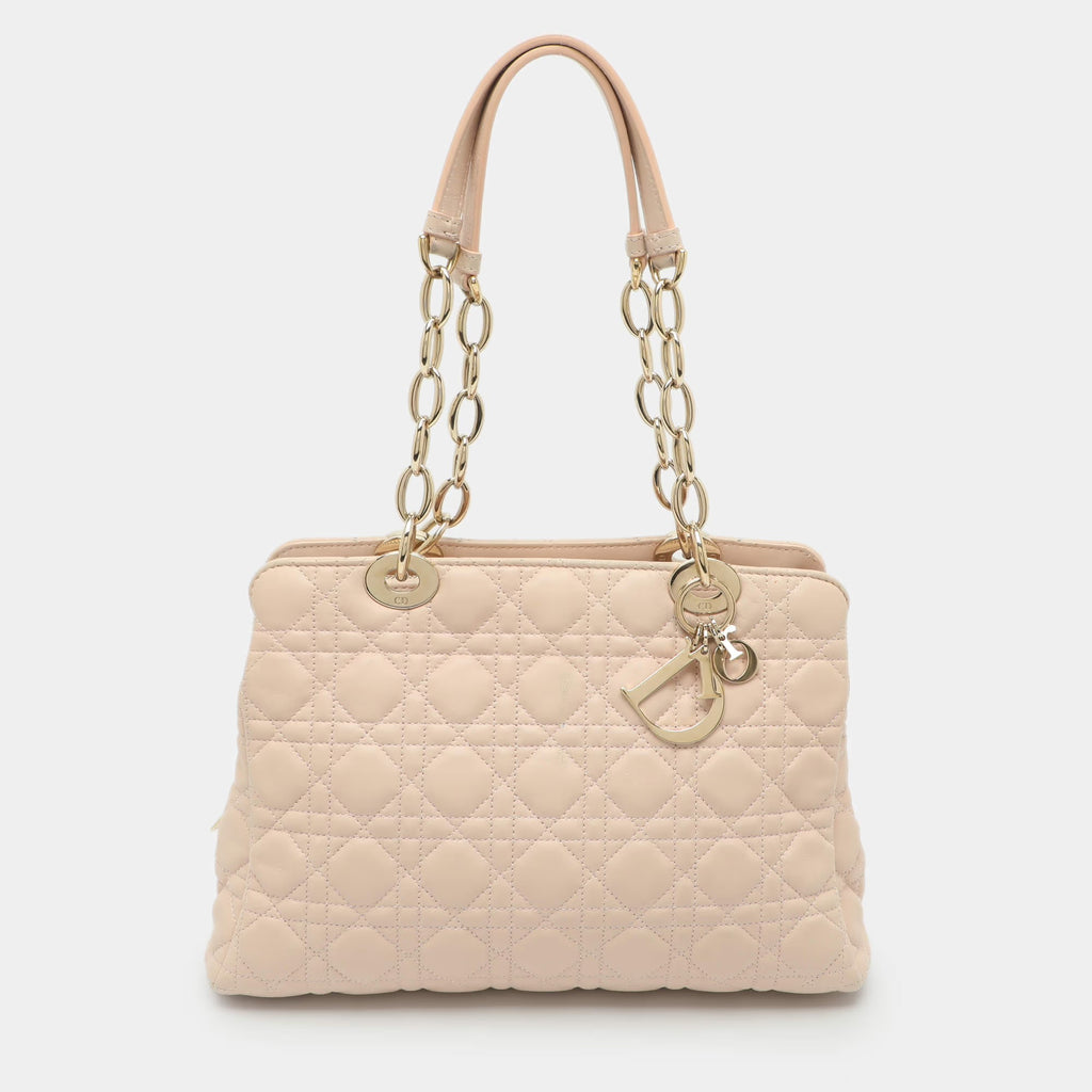 Dior Soft Beige Cannage Quilted Leather Tote