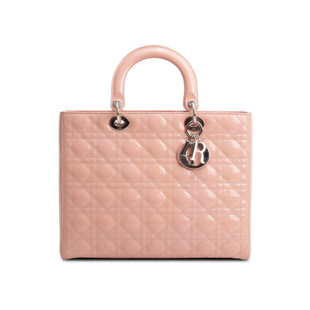 Dior Pink Cannage Patent Leather Large Lady Dior