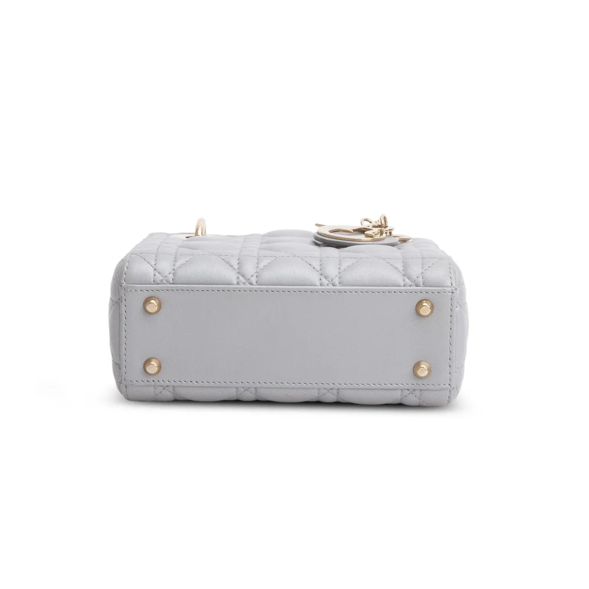 Christian Dior Grey Cannage Leather Mini Lady Dior Bag