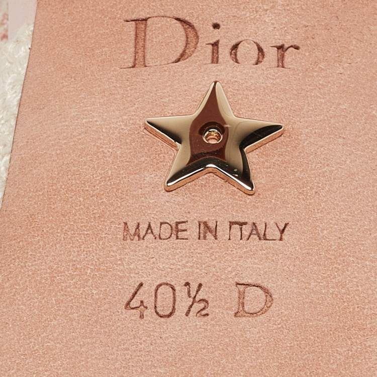 Dior Light Pink Embroidered Canvas J'Adior Slingback Pumps Size 40.5
