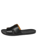 Hermes Black Leather Izmir Slide Sandal Size 41