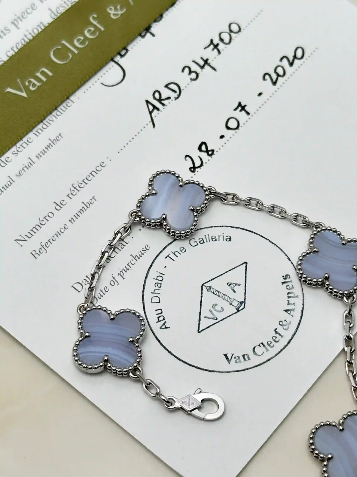 Van Cleef And Arpels Vintage Alhambra Bracelet 5 Motifs Chalcedony