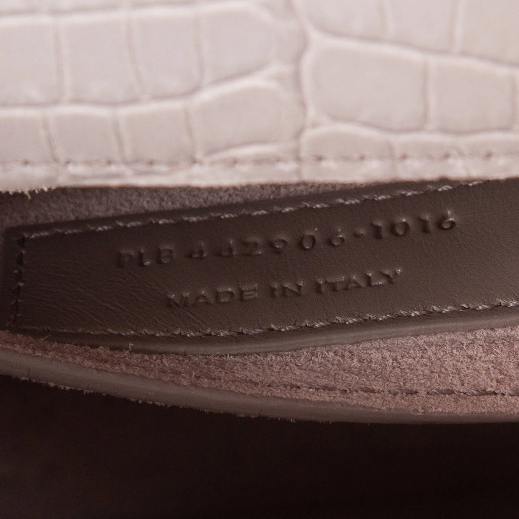Saint Laurent Grey Croc Embossed Calfskin Medium Sunset Bag