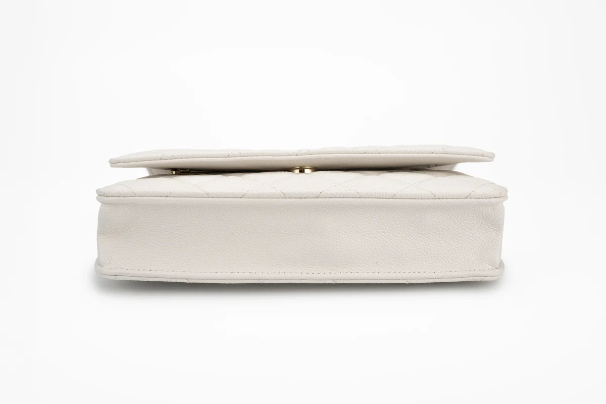 Chanel Classic Quilted Wallet On Chain Caviar White Champagne GHW
