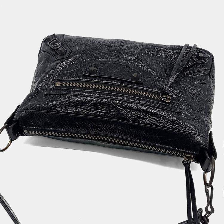 Balenciaga Black Leather Le City Moto Small