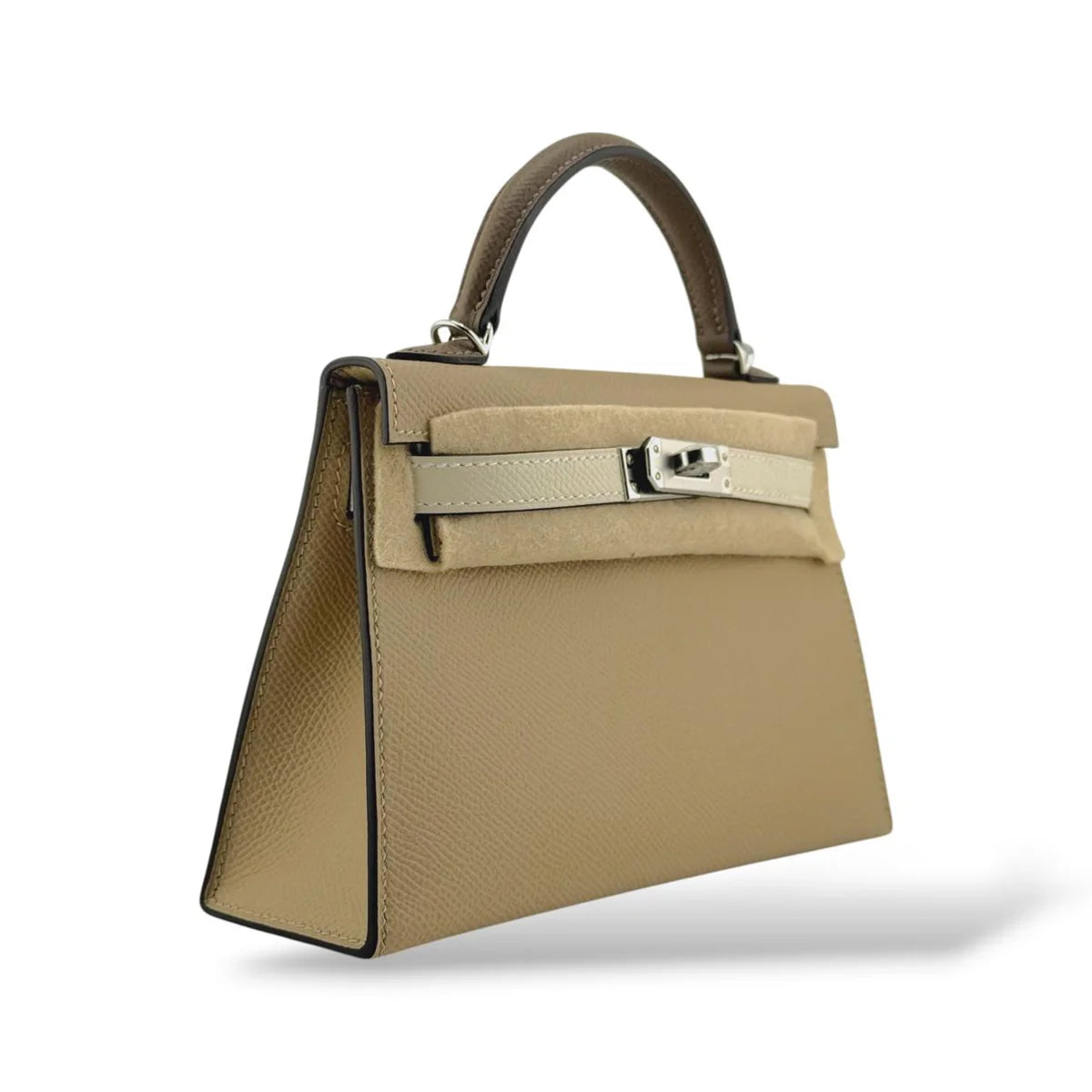 Hermes Kelly Mini Tricolor Tench/Craie/Etoupe Epsom PHW