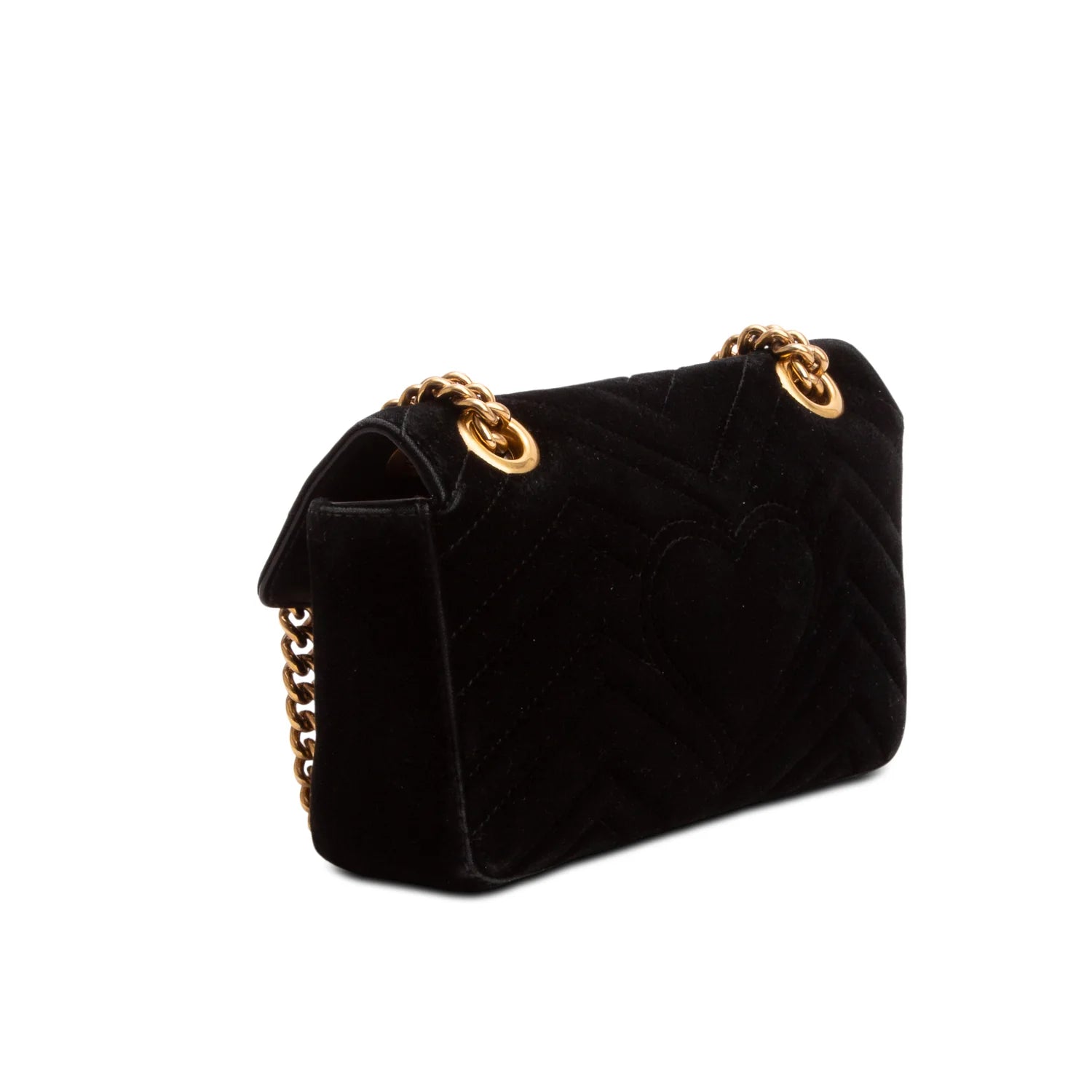 Gucci Black Velvet Matelasse Small GG Marmont Shoulder Bag