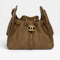 CHANEL 25 MICRO IN BEIGE CAVIAR LEATHER WITH GOLD HARDWARE
