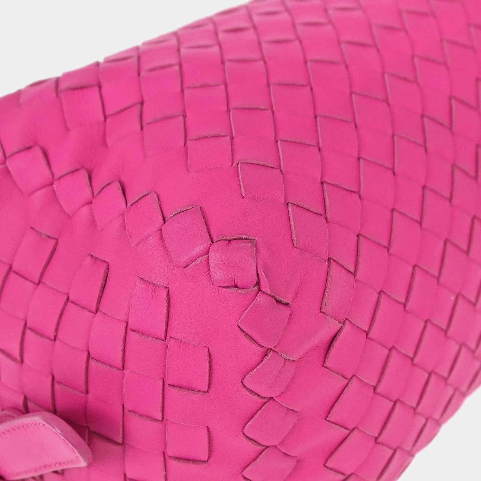 Bottega Veneta Intrecciato Barrel Pink Lambskin Leather Handbag