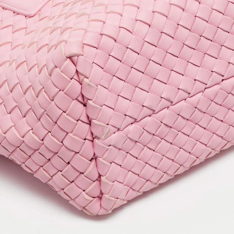 Bottega Veneta Cabat Mini Pink Intrecciato Leather Tote