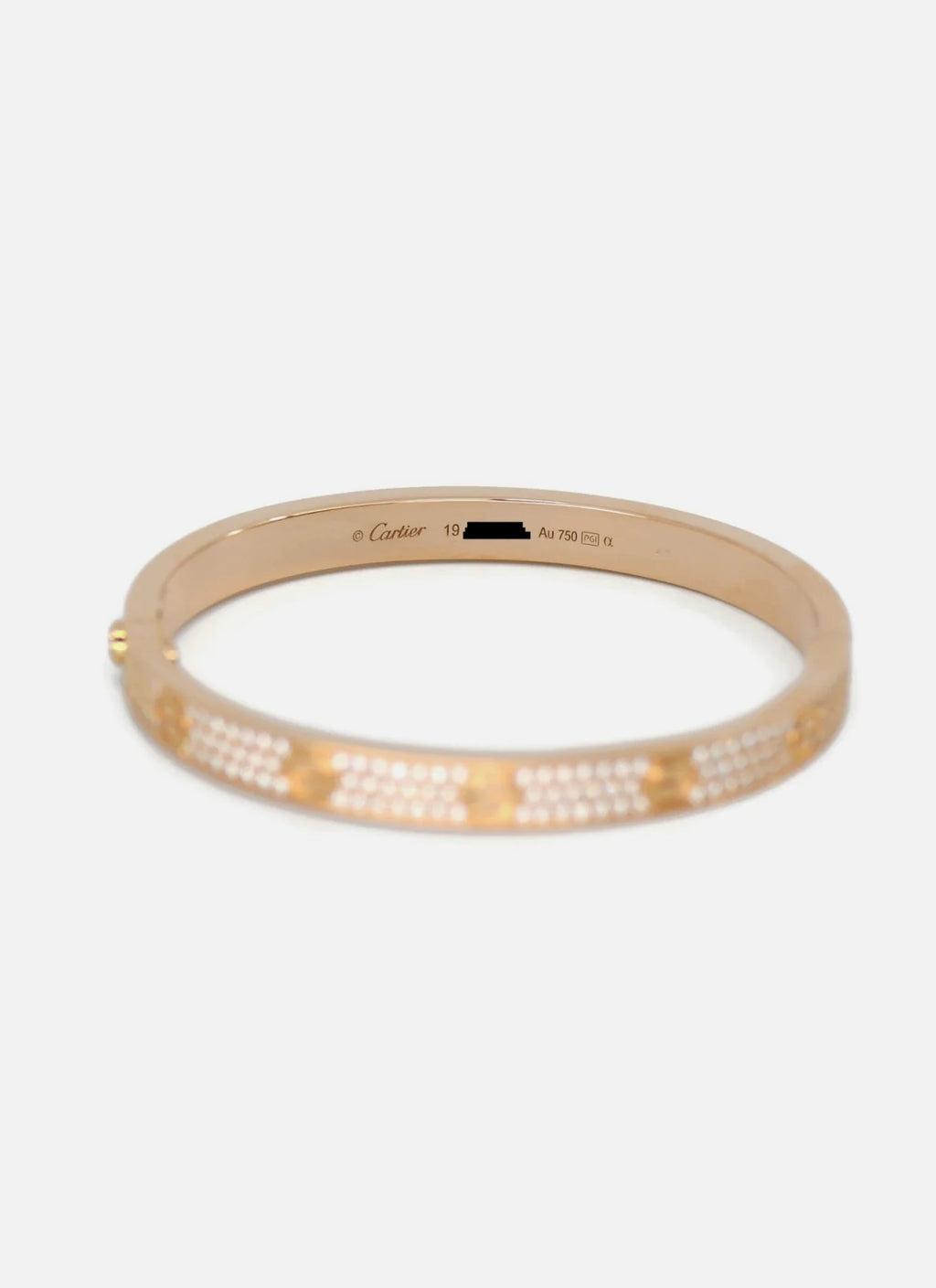 Cartier Diamond Pave 18K Rose Gold Love Bracelet Size 19