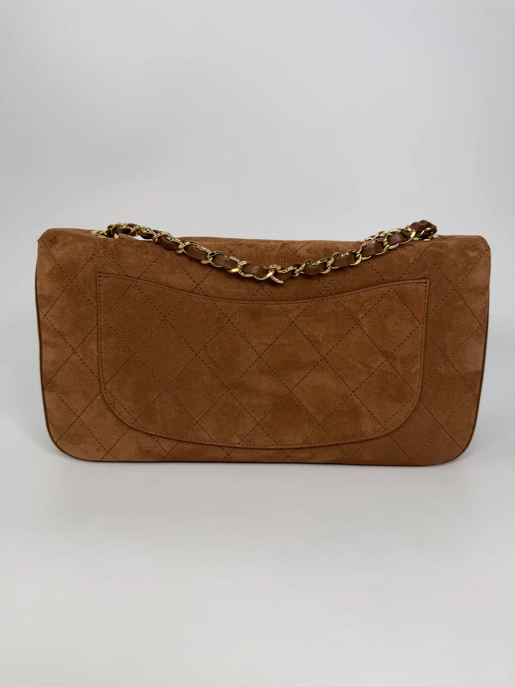 CHANEL MAXI FLAP IN TAN SUEDE WITH GOLD HARDWARE